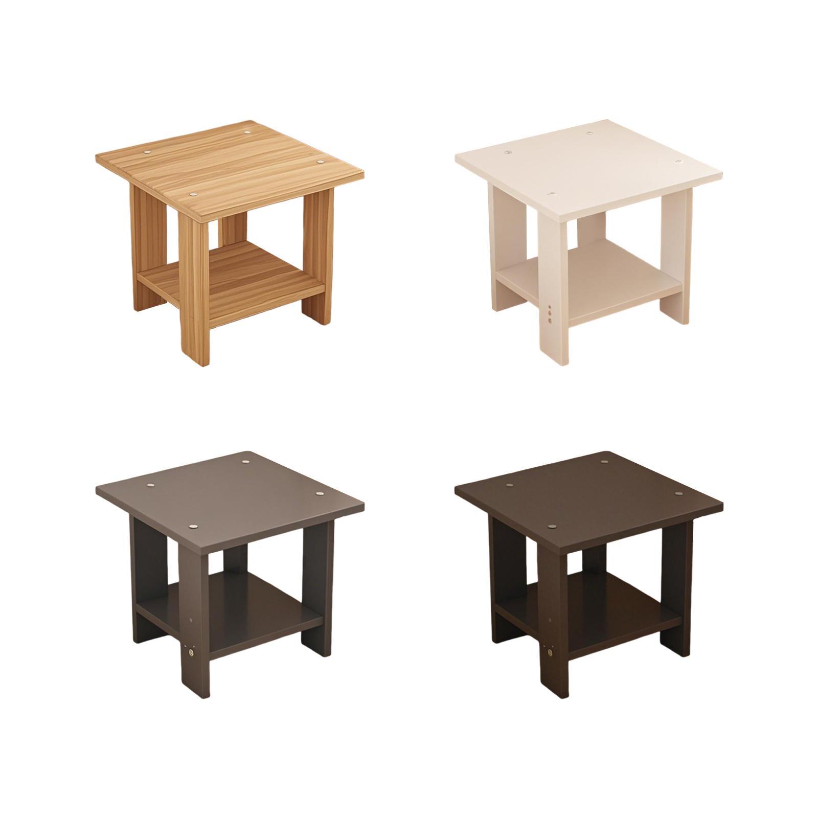 Wooden Double Layers Side Tabl - Desk Setup Minimalist 评论和价格