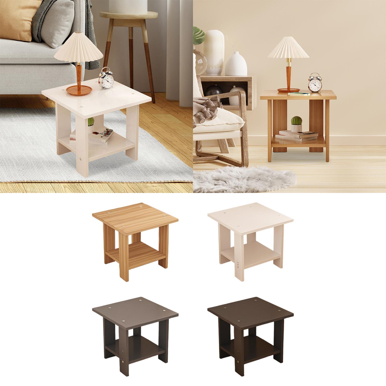 Wooden Double Layers Side Tabl - Desk Setup Minimalist 评论和价格